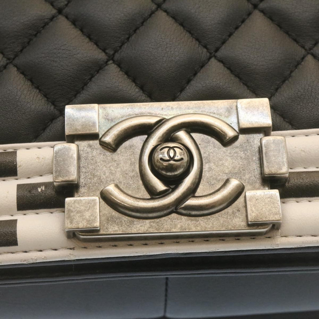 CHANEL Matelasse Boy  Chain Shoulder Bag Lamb Skin Black CC  29190A