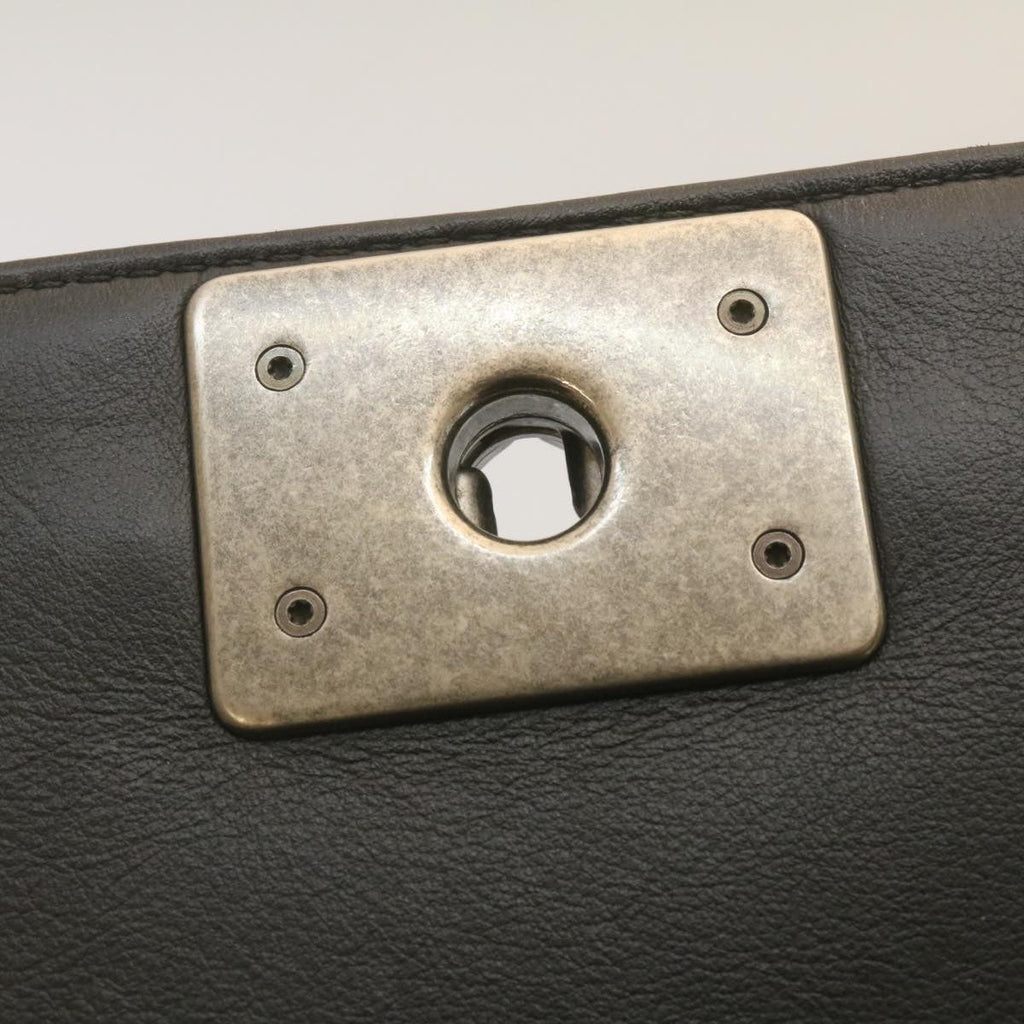 CHANEL Matelasse Boy  Chain Shoulder Bag Lamb Skin Black CC Auth 29190A