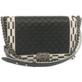 CHANEL Matelasse Boy  Chain Shoulder Bag Lamb Skin Black CC Auth 29190A