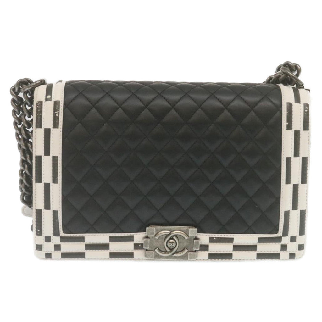 CHANEL Matelasse Boy  Chain Shoulder Bag Lamb Skin Black CC  29190A