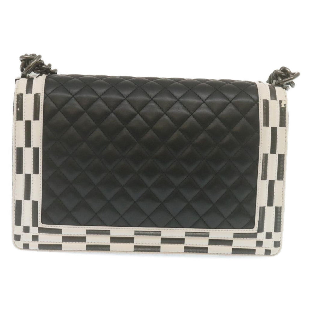 CHANEL Matelasse Boy  Chain Shoulder Bag Lamb Skin Black CC  29190A