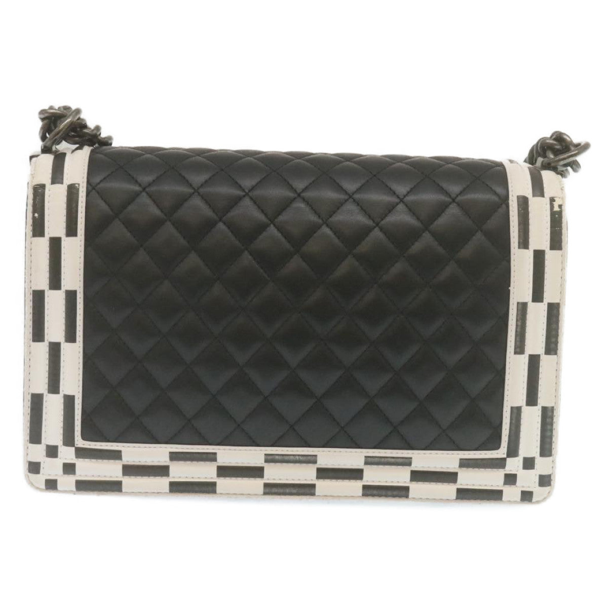 CHANEL Matelasse Boy  Chain Shoulder Bag Lamb Skin Black CC  29190A
