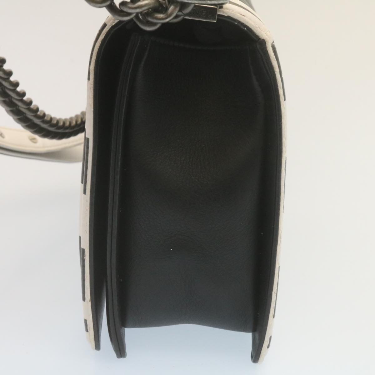 CHANEL Matelasse Boy  Chain Shoulder Bag Lamb Skin Black CC Auth 29190A