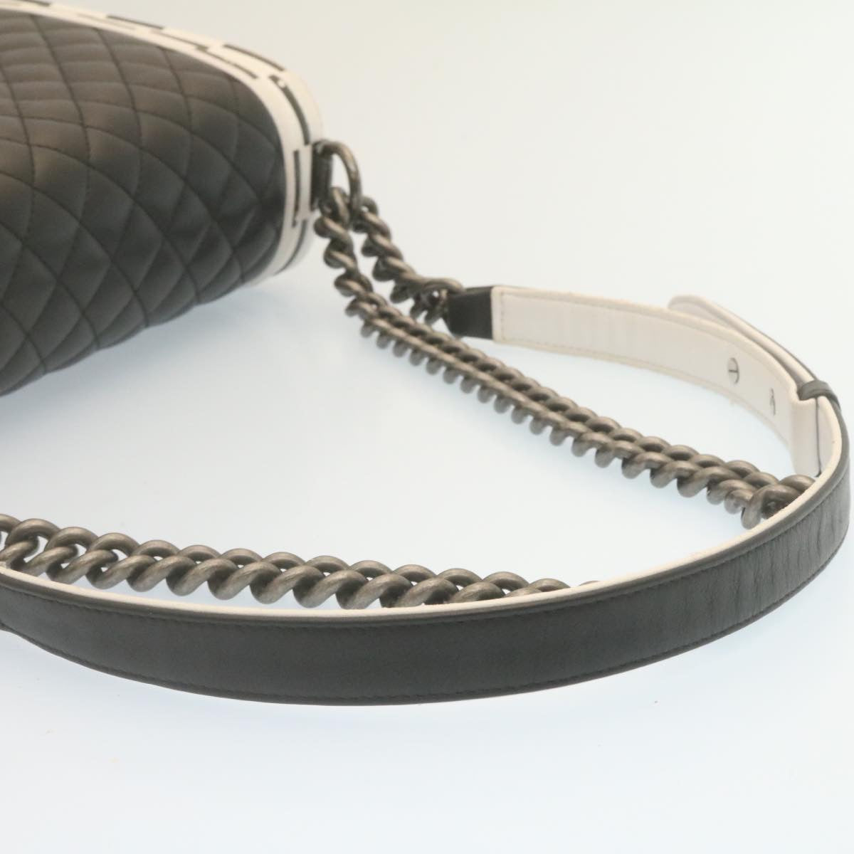 CHANEL Matelasse Boy  Chain Shoulder Bag Lamb Skin Black CC  29190A