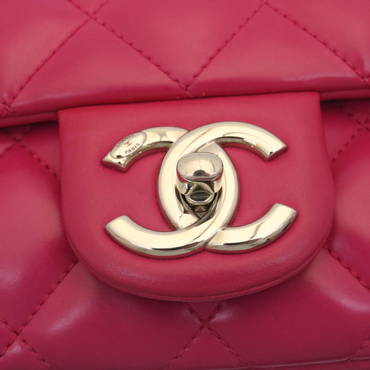 CHANEL Matelasse Coco Rain Double Chain Shoulder Bag Lamb Skin Pink Auth 29191A