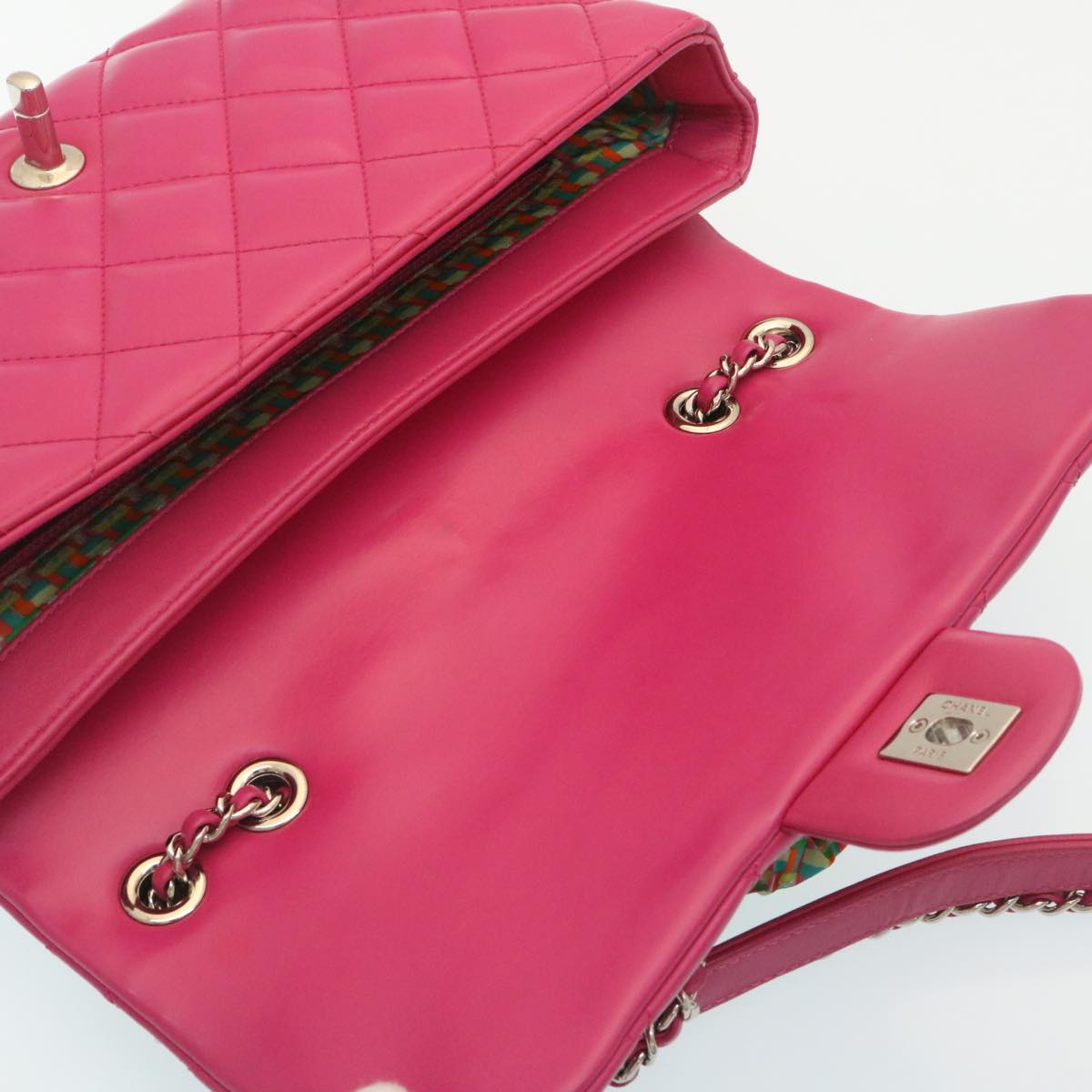 CHANEL Matelasse Coco Rain Double Chain Shoulder Bag Lamb Skin Pink  29191A