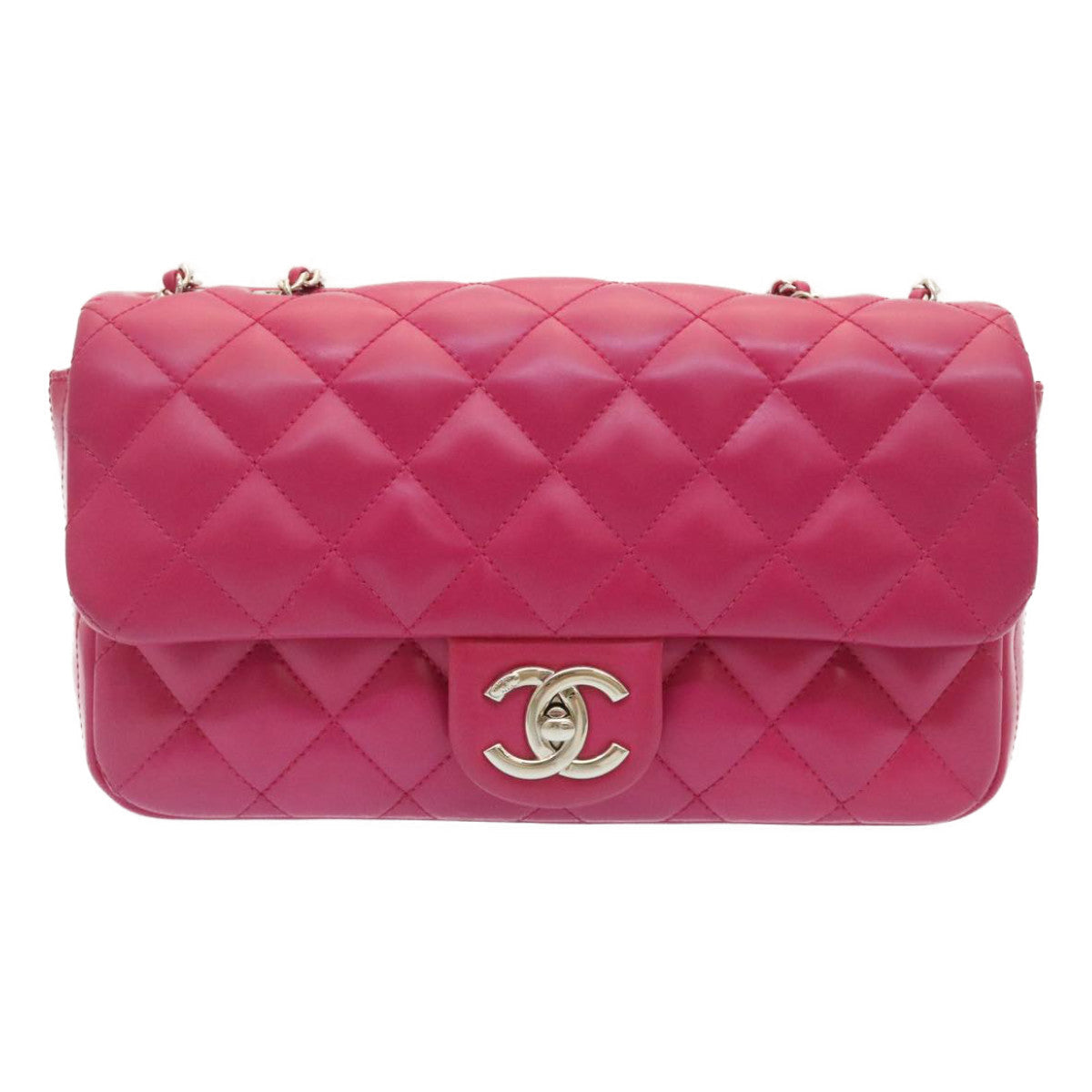 CHANEL Matelasse Coco Rain Double Chain Shoulder Bag Lamb Skin Pink  29191A
