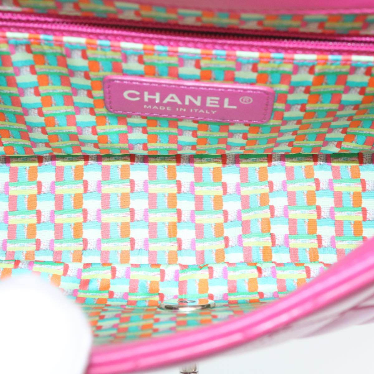 CHANEL Matelasse Coco Rain Double Chain Shoulder Bag Lamb Skin Pink Auth 29191A