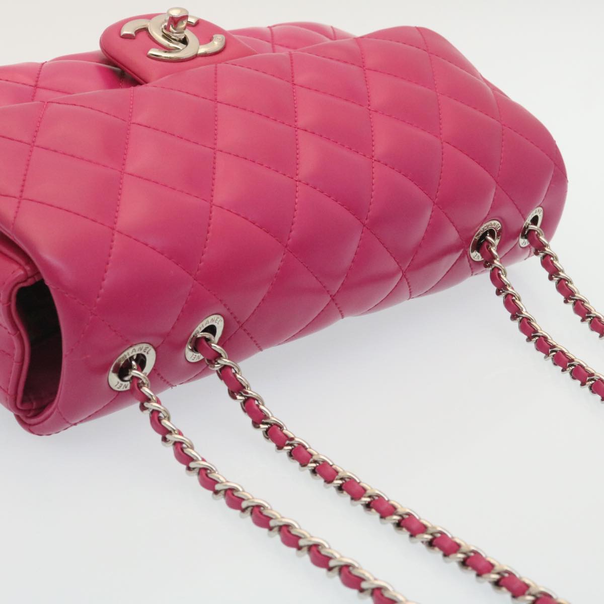 CHANEL Matelasse Coco Rain Double Chain Shoulder Bag Lamb Skin Pink  29191A