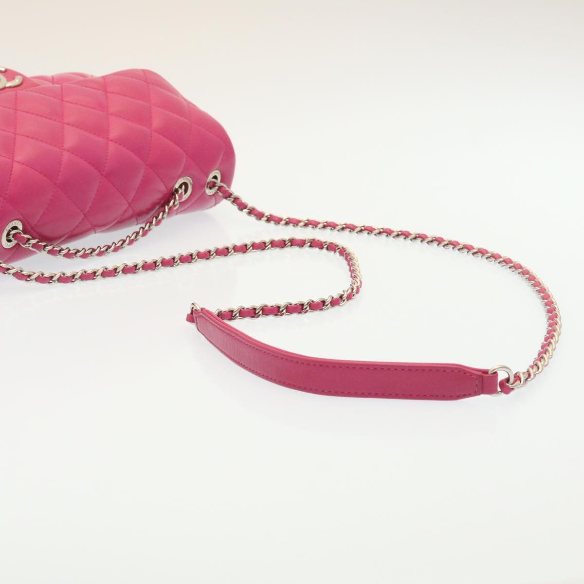 CHANEL Matelasse Coco Rain Double Chain Shoulder Bag Lamb Skin Pink  29191A