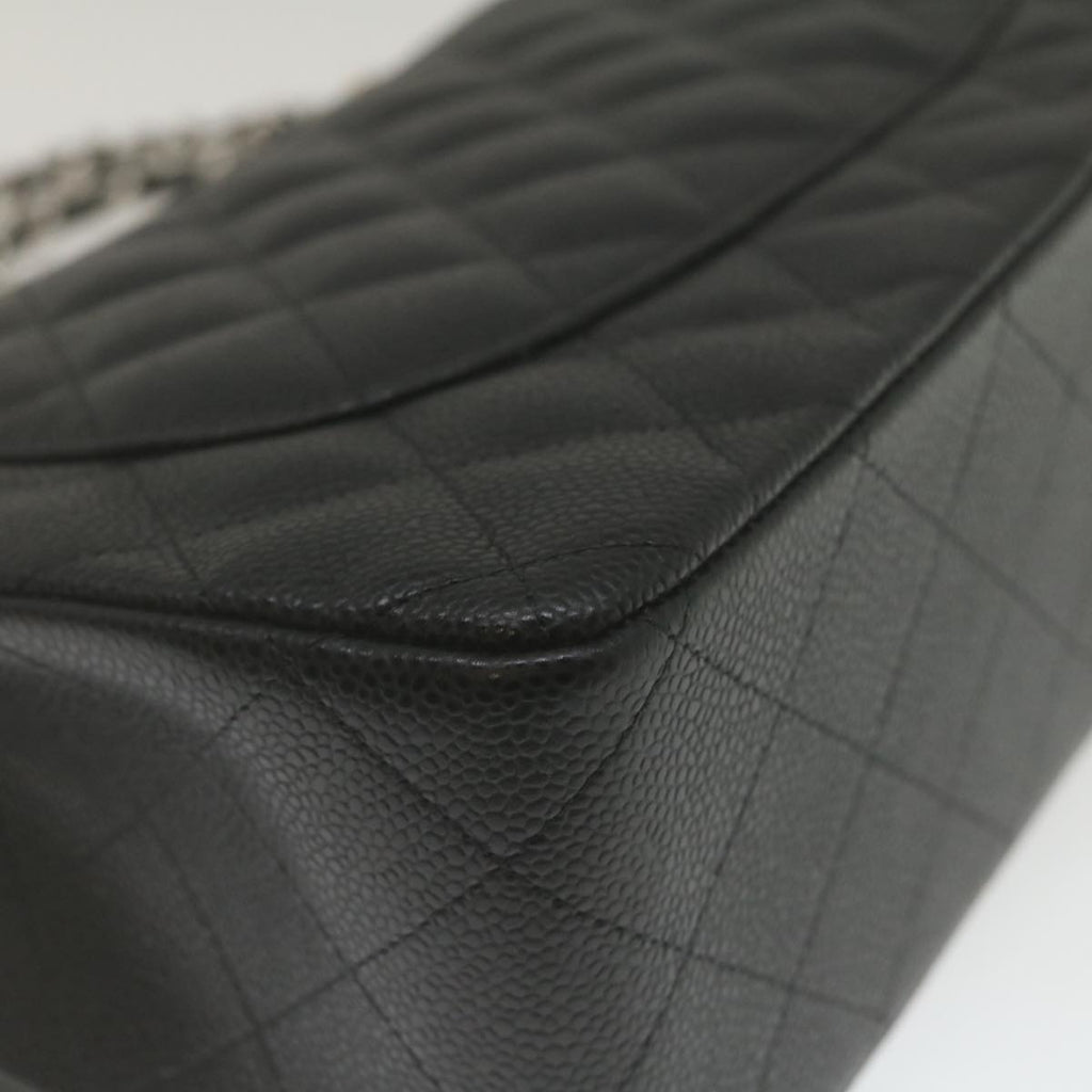 CHANEL Caviar Skin Chain Double Flap Big Matelasse ShoulderBag Black  29507A