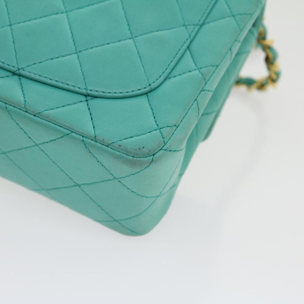 CHANEL Mini Matelasse Flap Chain Shoulder Bag Lamb Skin Light Blue  29527A