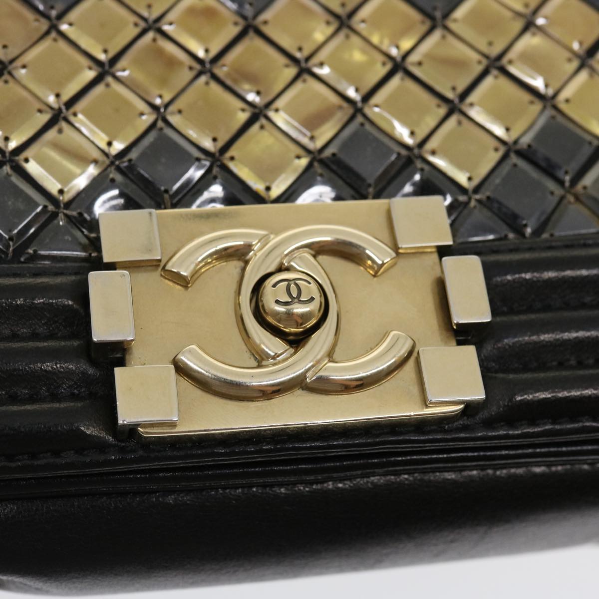 CHANEL Boy  Chain Shoulder Bag Tile Black Multicolor CC  29551A