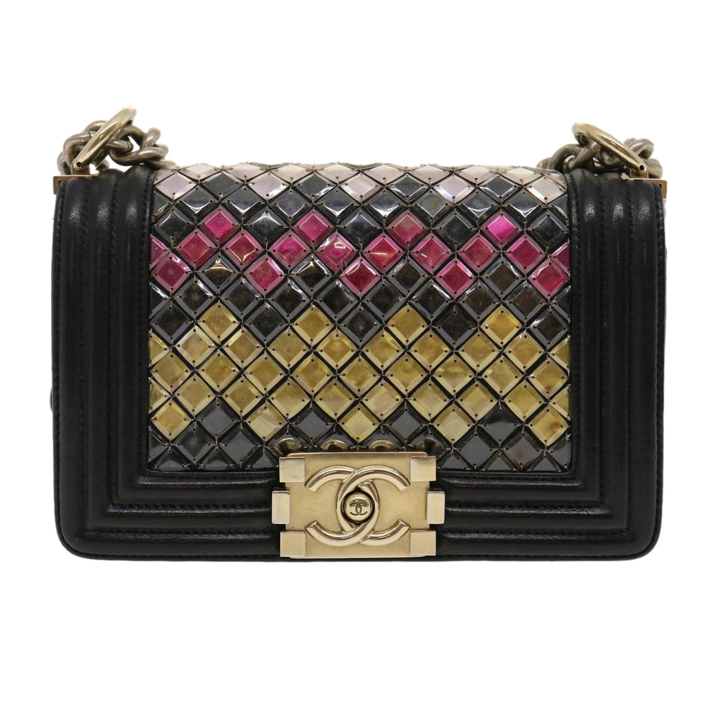 CHANEL Boy  Chain Shoulder Bag Tile Black Multicolor CC  29551A