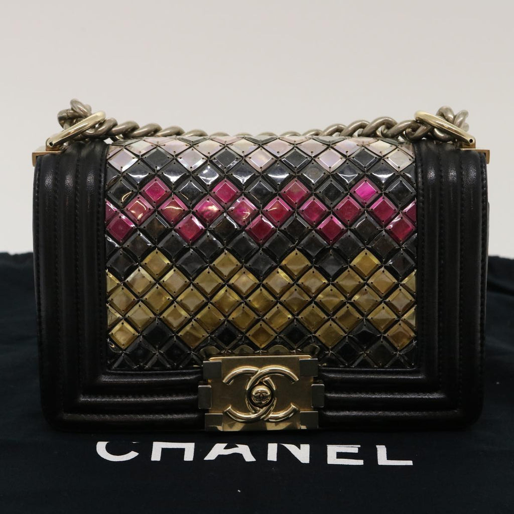 CHANEL Boy  Chain Shoulder Bag Tile Black Multicolor CC  29551A