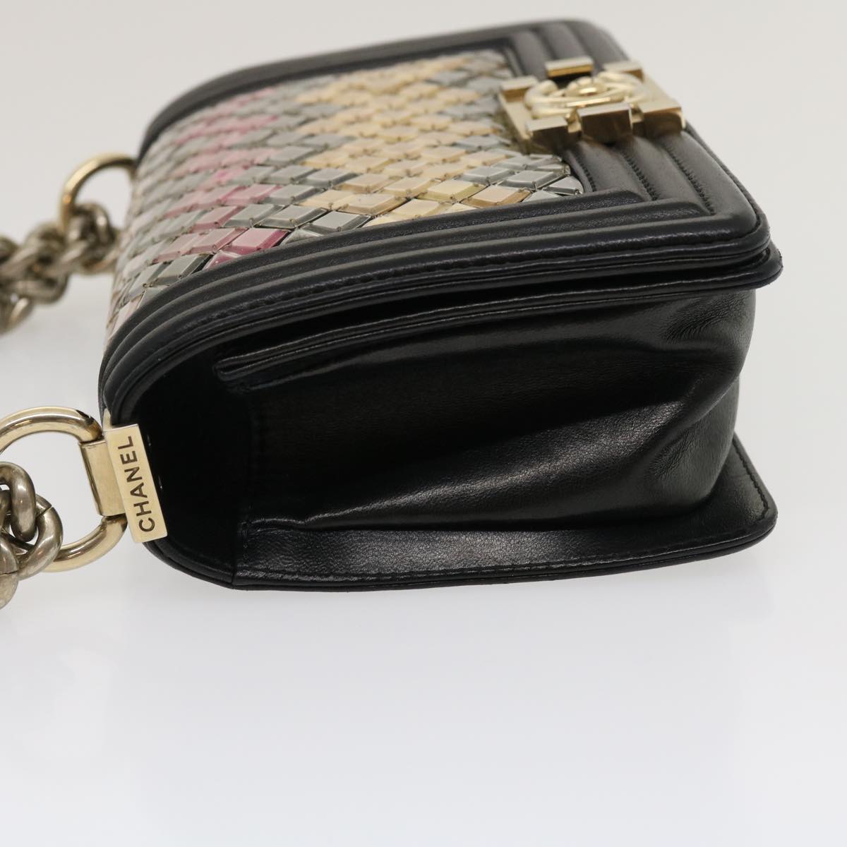 CHANEL Boy  Chain Shoulder Bag Tile Black Multicolor CC  29551A