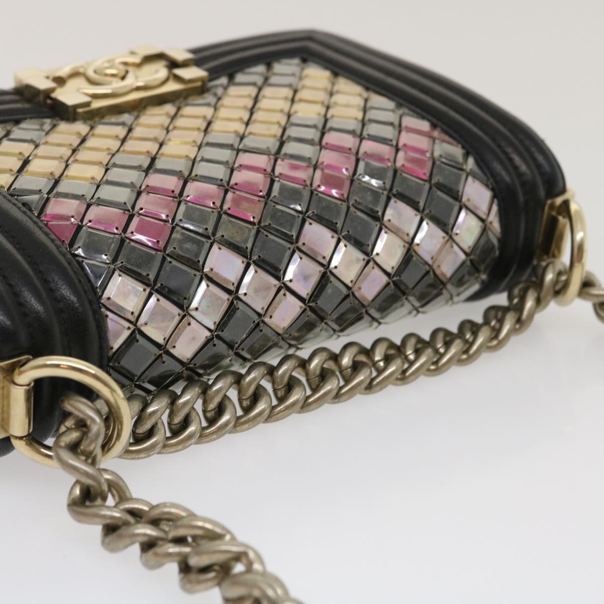 CHANEL Boy  Chain Shoulder Bag Tile Black Multicolor CC  29551A