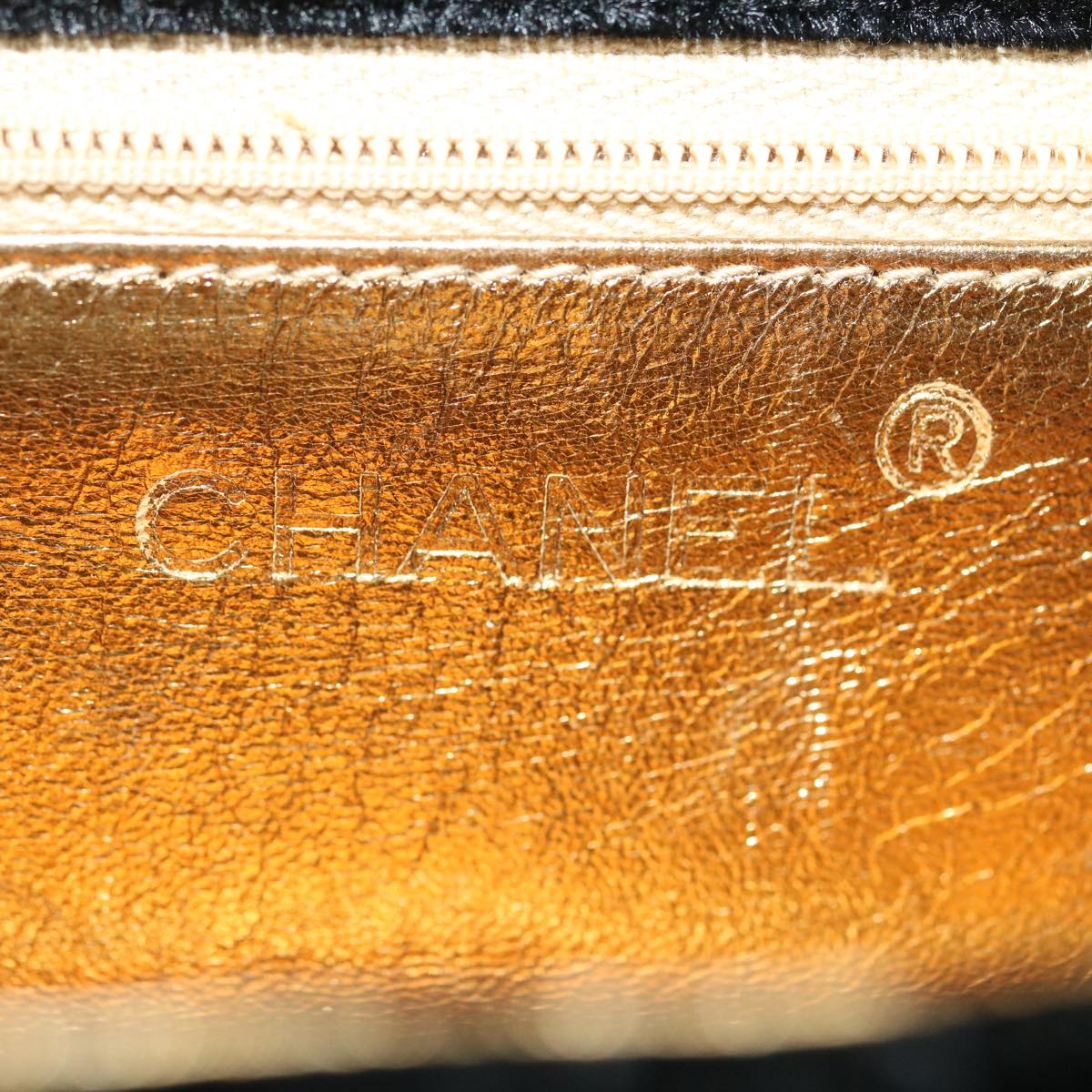 CHANEL Turn Lock Flap Matelasse Hand Bag velvet Black Gold CC Auth 29565A