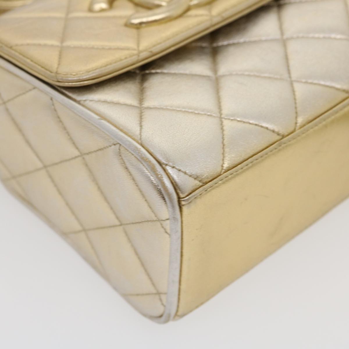 CHANEL Matelasse Shoulder Bag Lamb Skin Gold CC  29567A