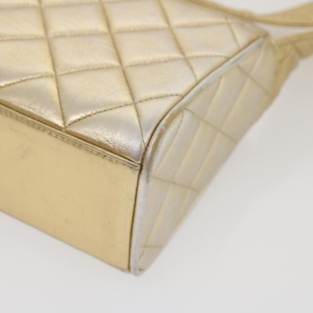 CHANEL Matelasse Shoulder Bag Lamb Skin Gold CC  29567A