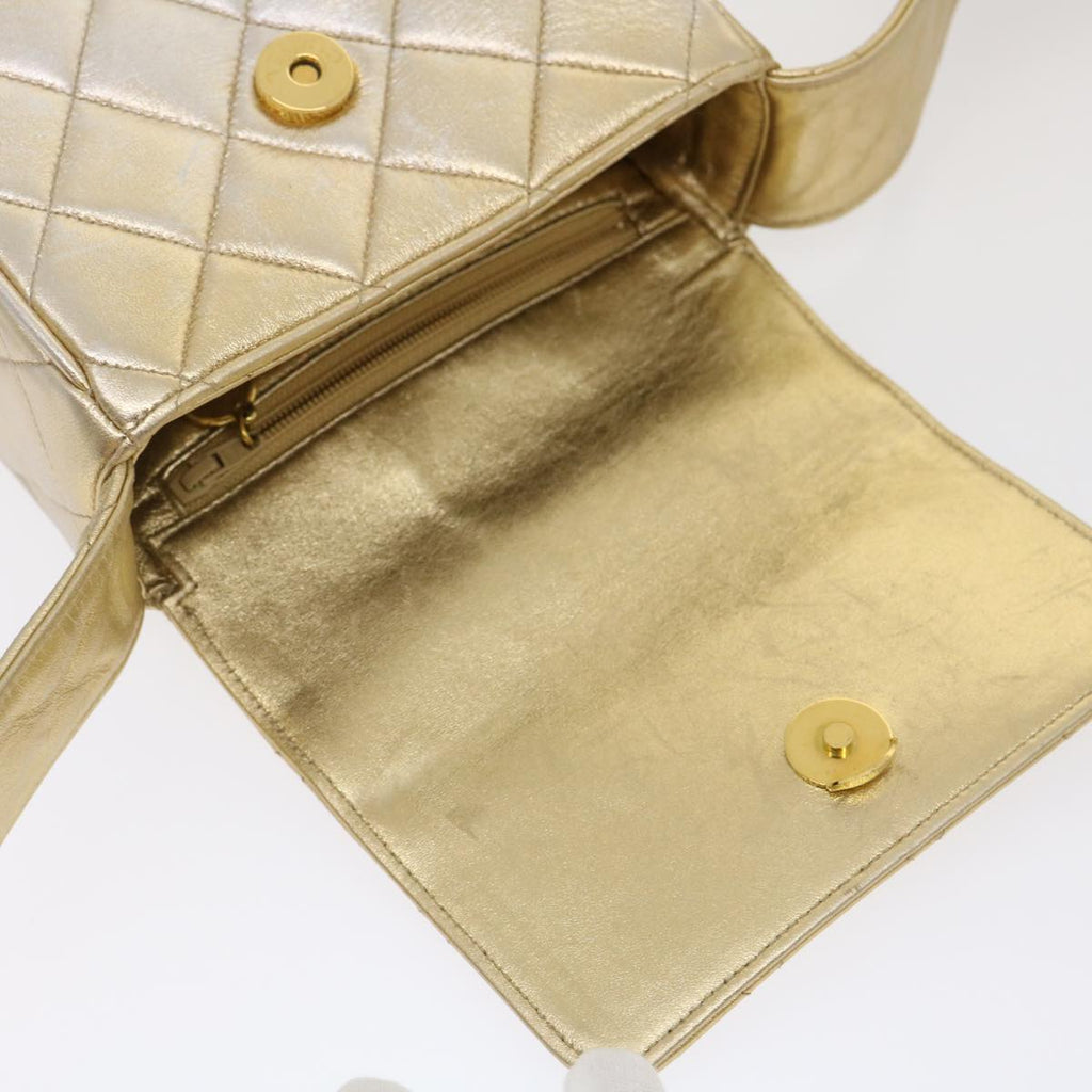 CHANEL Matelasse Shoulder Bag Lamb Skin Gold CC  29567A