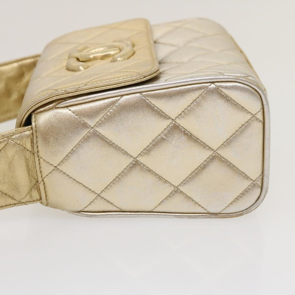 CHANEL Matelasse Shoulder Bag Lamb Skin Gold CC  29567A