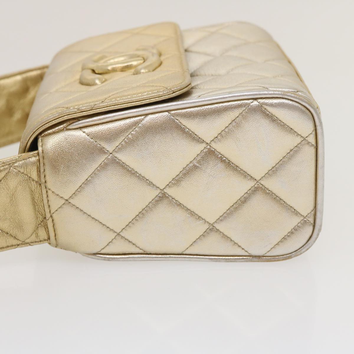 CHANEL Matelasse Shoulder Bag Lamb Skin Gold CC  29567A