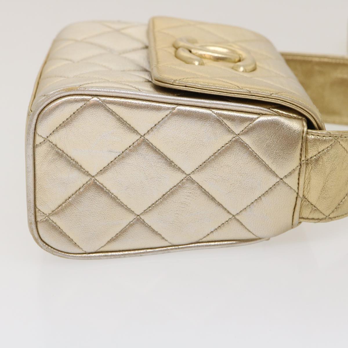 CHANEL Matelasse Shoulder Bag Lamb Skin Gold CC  29567A