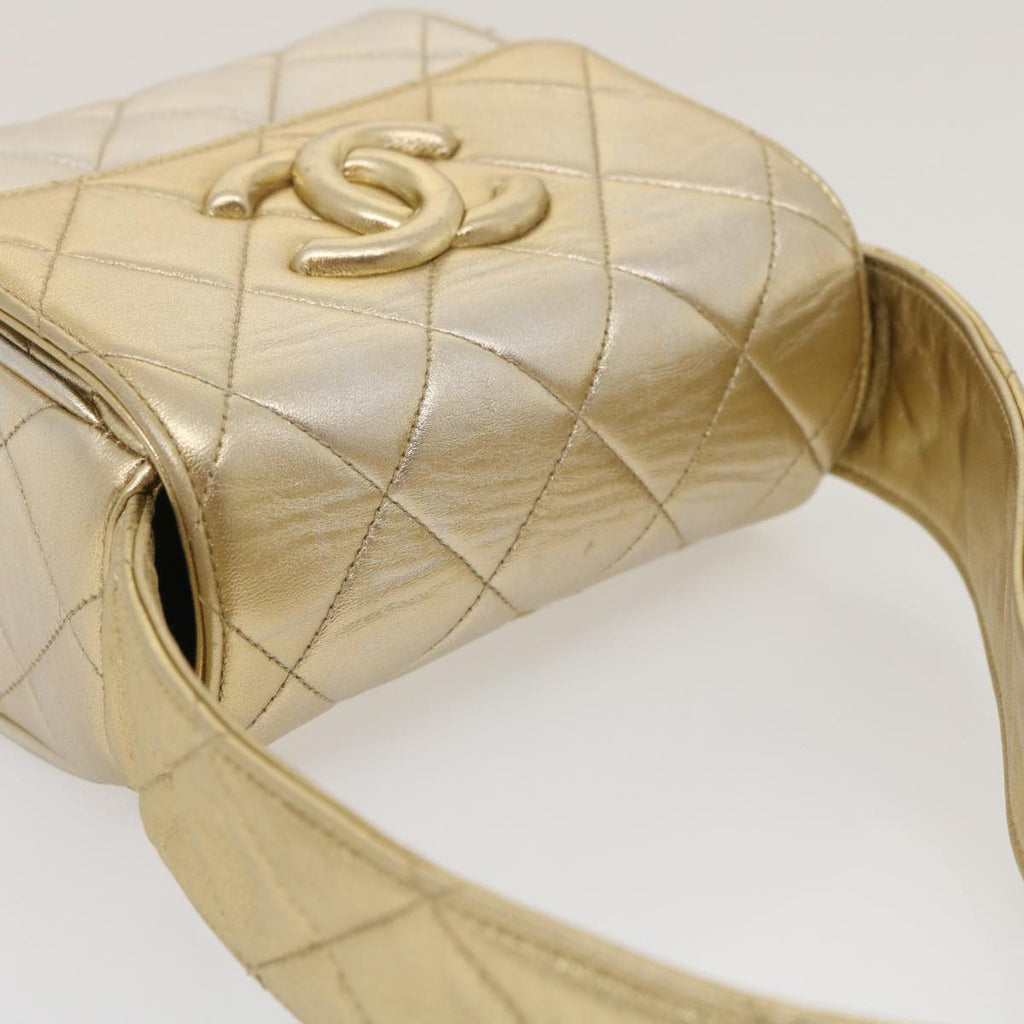 CHANEL Matelasse Shoulder Bag Lamb Skin Gold CC  29567A