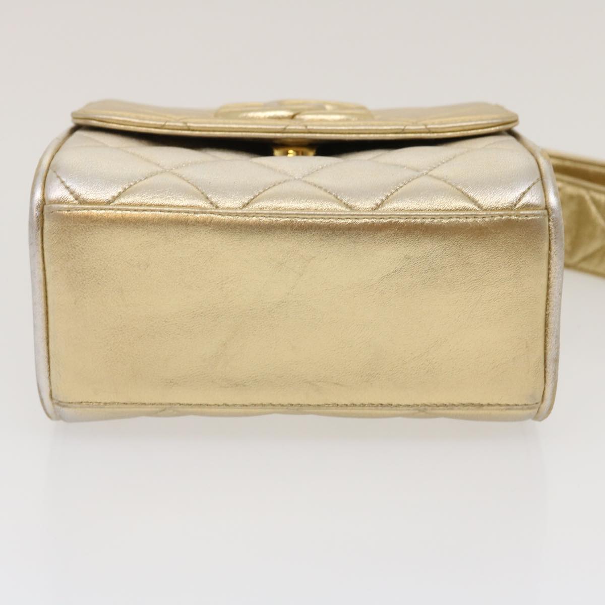 CHANEL Matelasse Shoulder Bag Lamb Skin Gold CC  29567A