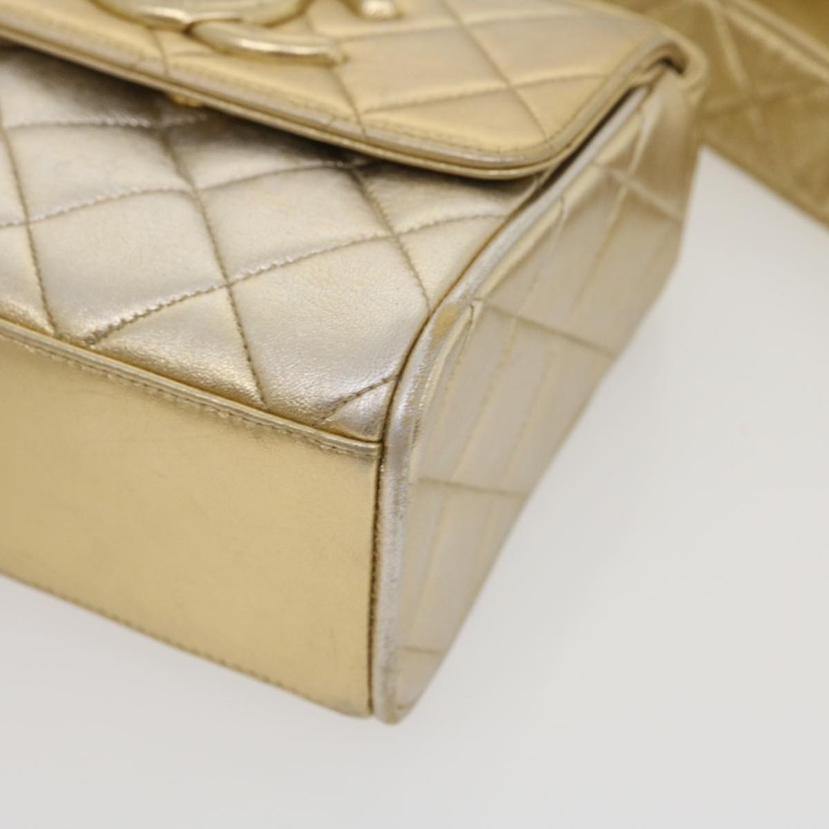 CHANEL Matelasse Shoulder Bag Lamb Skin Gold CC  29567A