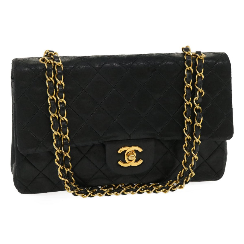 CHANEL Classic Matelasse 25 Chain Flap Shoulder Bag Lamb Skin Black  29592A