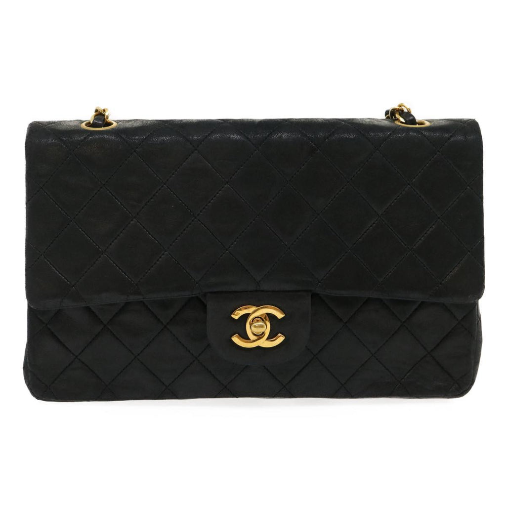CHANEL Classic Matelasse 25 Chain Flap Shoulder Bag Lamb Skin Black  29592A