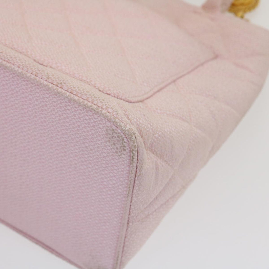 CHANEL COCO Mark Tote Bag cotton Pink CC Auth 29713A