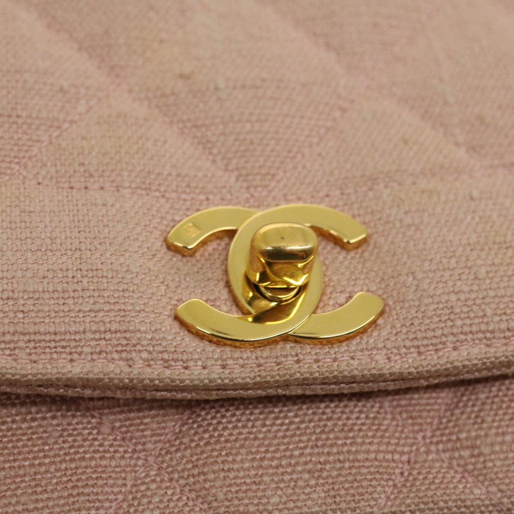 CHANEL Matelasse Turn Lock Chain Diana Shoulder Bag Canvas Pink CC  29889A