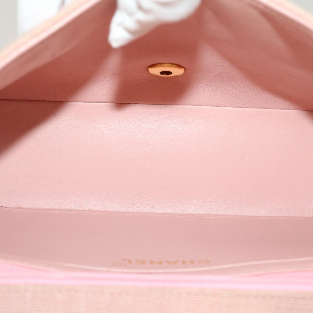 CHANEL Matelasse Turn Lock Chain Diana Shoulder Bag Canvas Pink CC  29889A