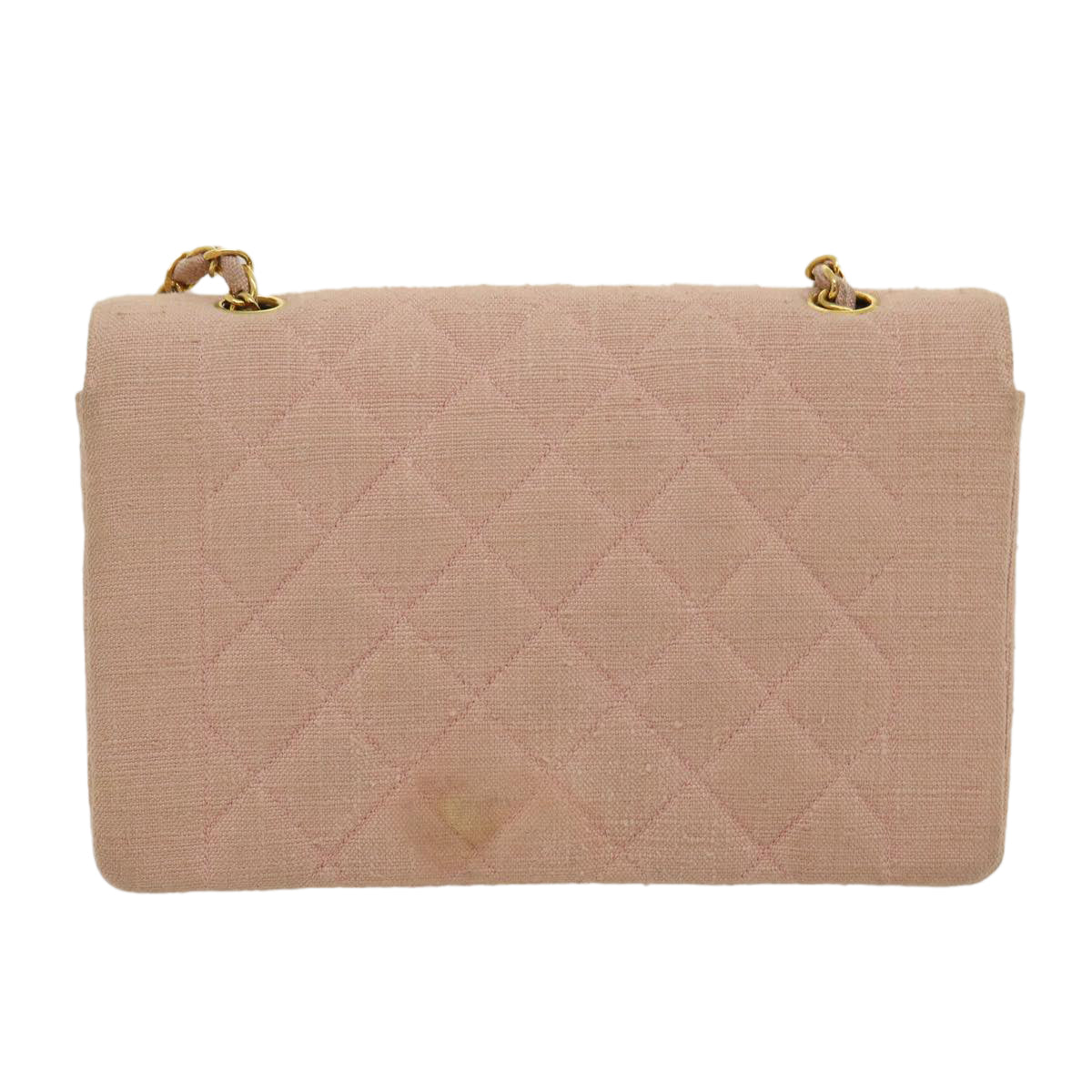 CHANEL Matelasse Turn Lock Chain Diana Shoulder Bag Canvas Pink CC  29889A