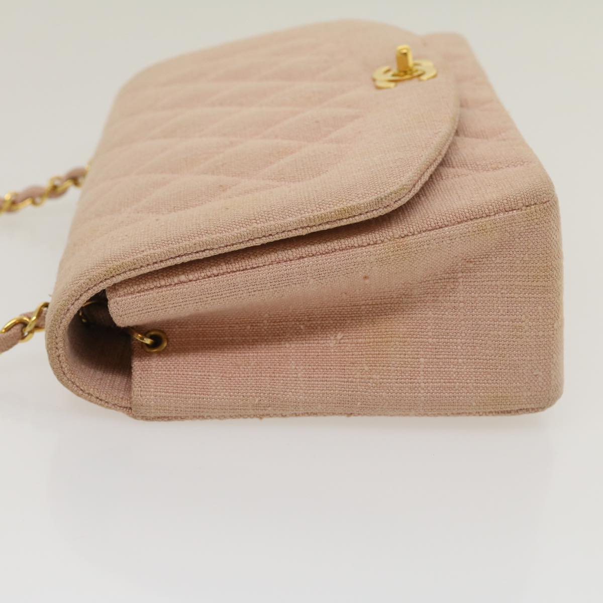 CHANEL Matelasse Turn Lock Chain Diana Shoulder Bag Canvas Pink CC  29889A