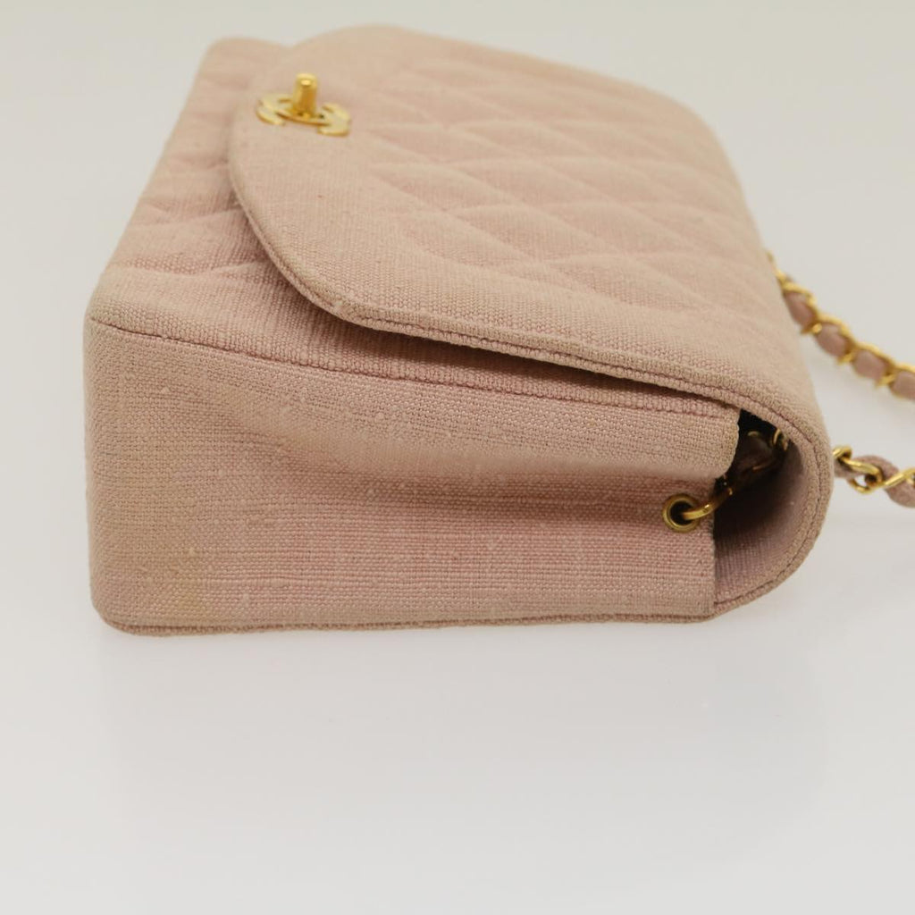 CHANEL Matelasse Turn Lock Chain Diana Shoulder Bag Canvas Pink CC  29889A