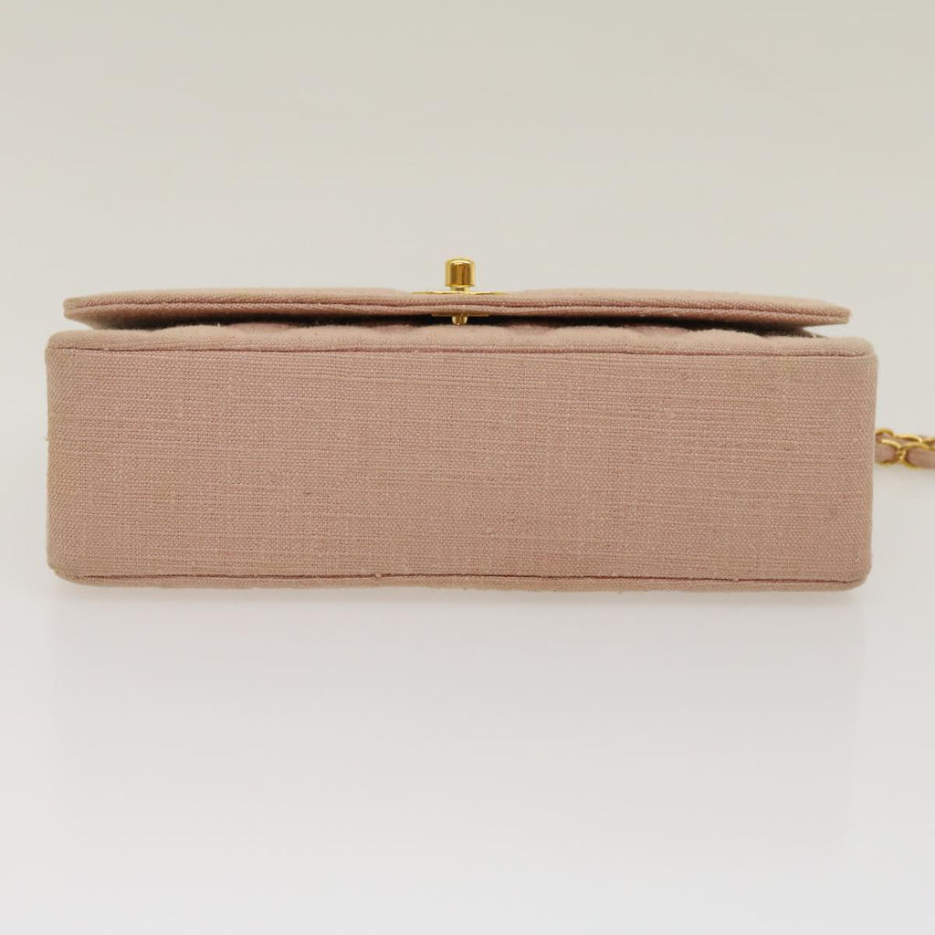 CHANEL Matelasse Turn Lock Chain Diana Shoulder Bag Canvas Pink CC  29889A