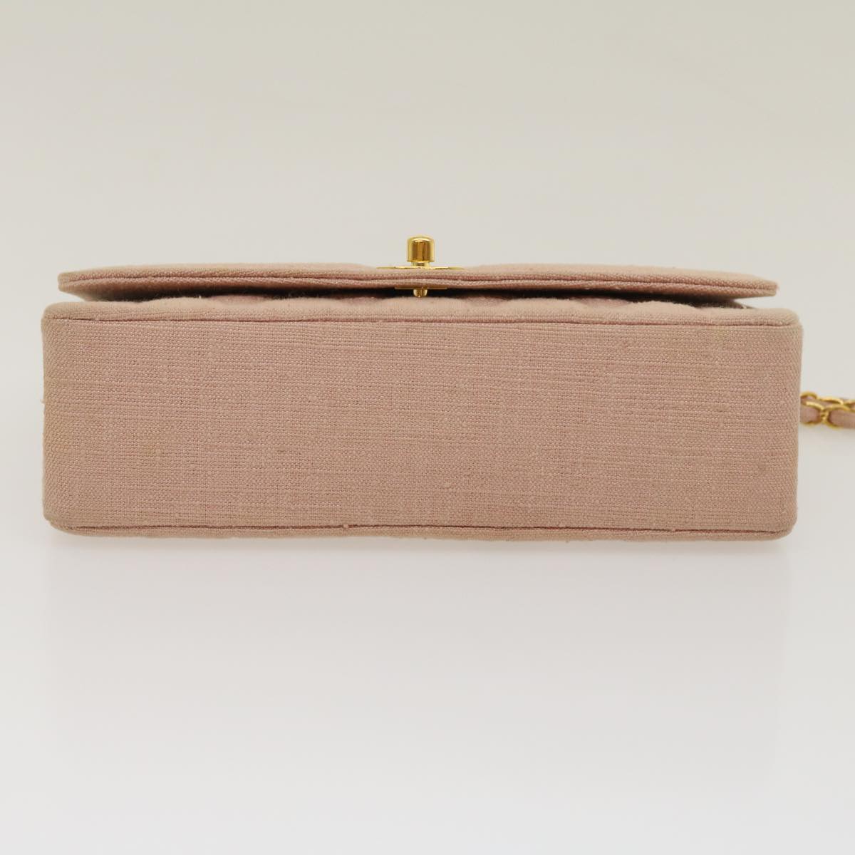 CHANEL Matelasse Turn Lock Chain Diana Shoulder Bag Canvas Pink CC  29889A