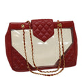 CHANEL Matelasse Chain Shoulder Bag Lamb Skin Enamel Red Clear CC  29894A