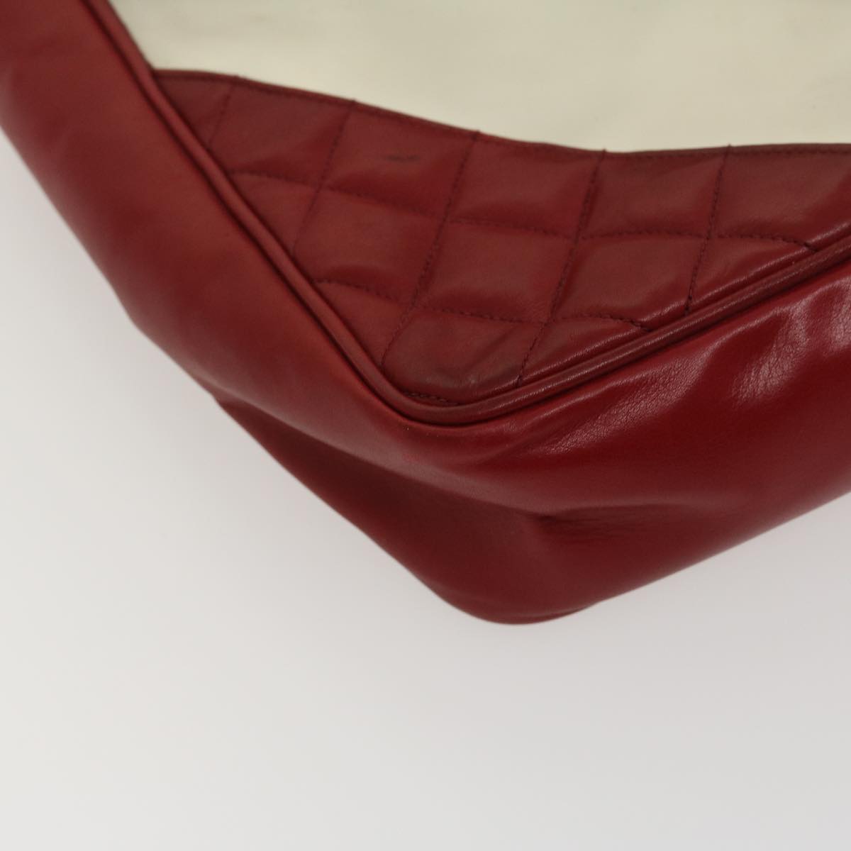 CHANEL Matelasse Chain Shoulder Bag Lamb Skin Enamel Red Clear CC  29894A