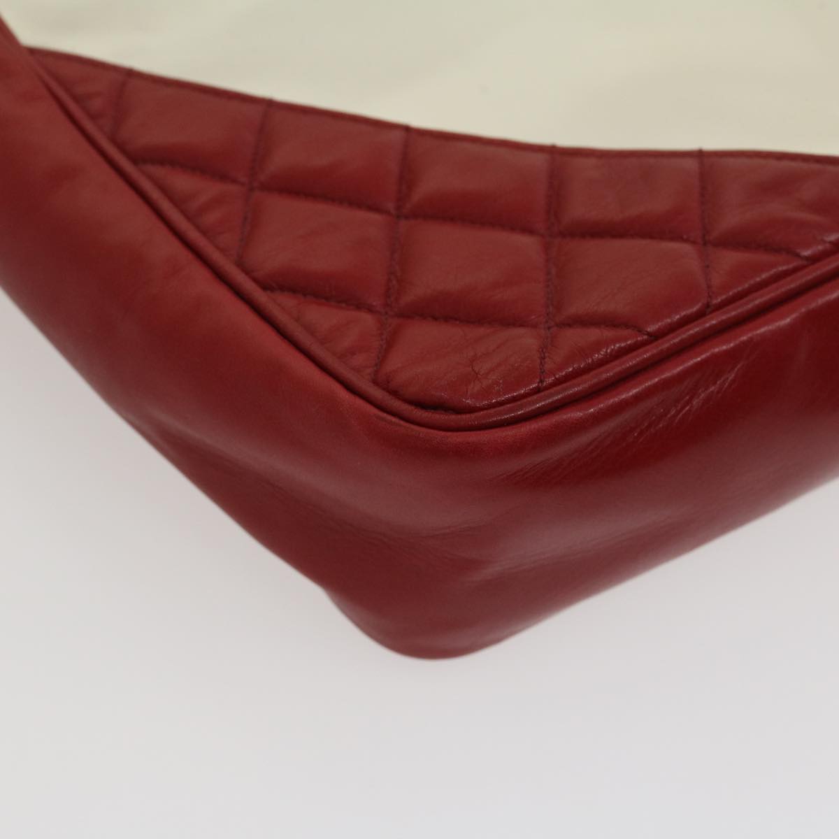 CHANEL Matelasse Chain Shoulder Bag Lamb Skin Enamel Red Clear CC  29894A