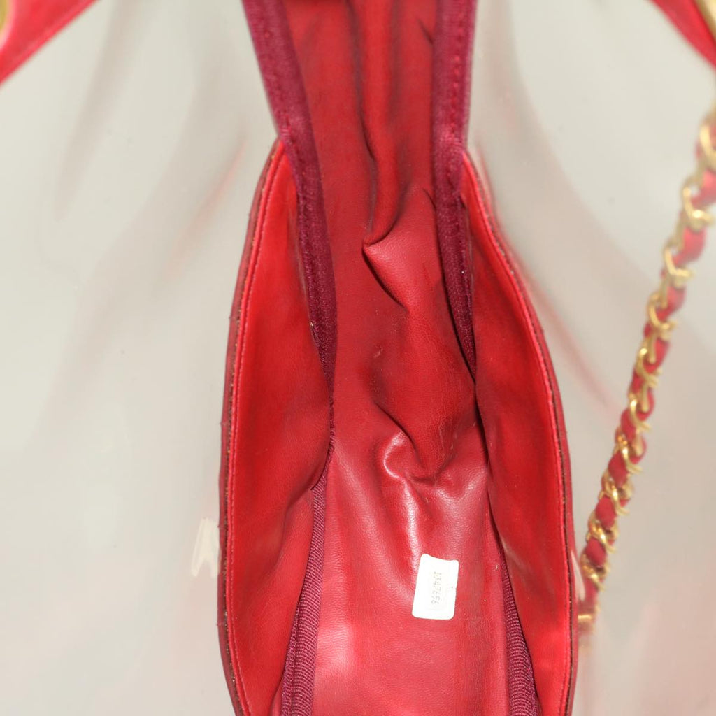 CHANEL Matelasse Chain Shoulder Bag Lamb Skin Enamel Red Clear CC  29894A