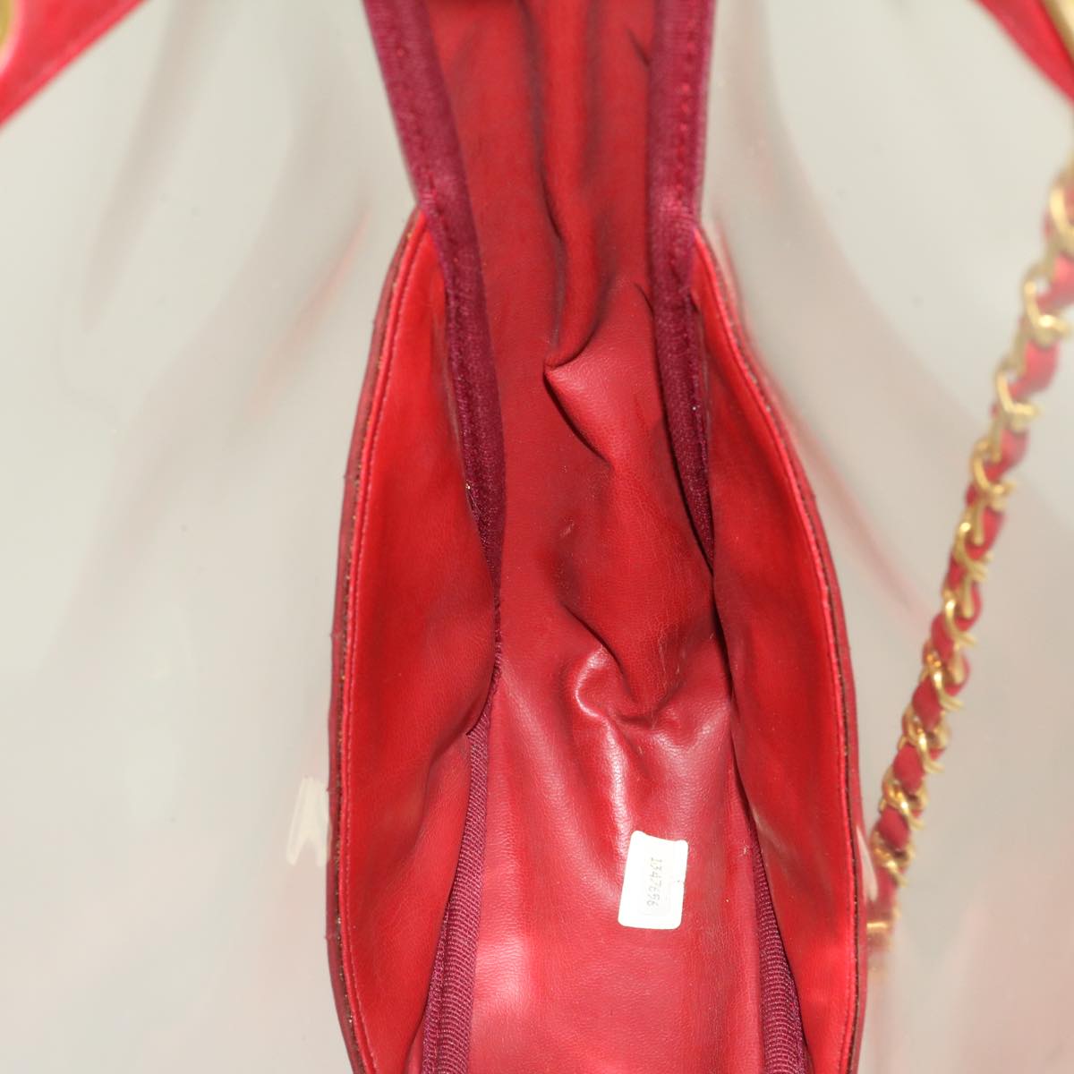 CHANEL Matelasse Chain Shoulder Bag Lamb Skin Enamel Red Clear CC  29894A