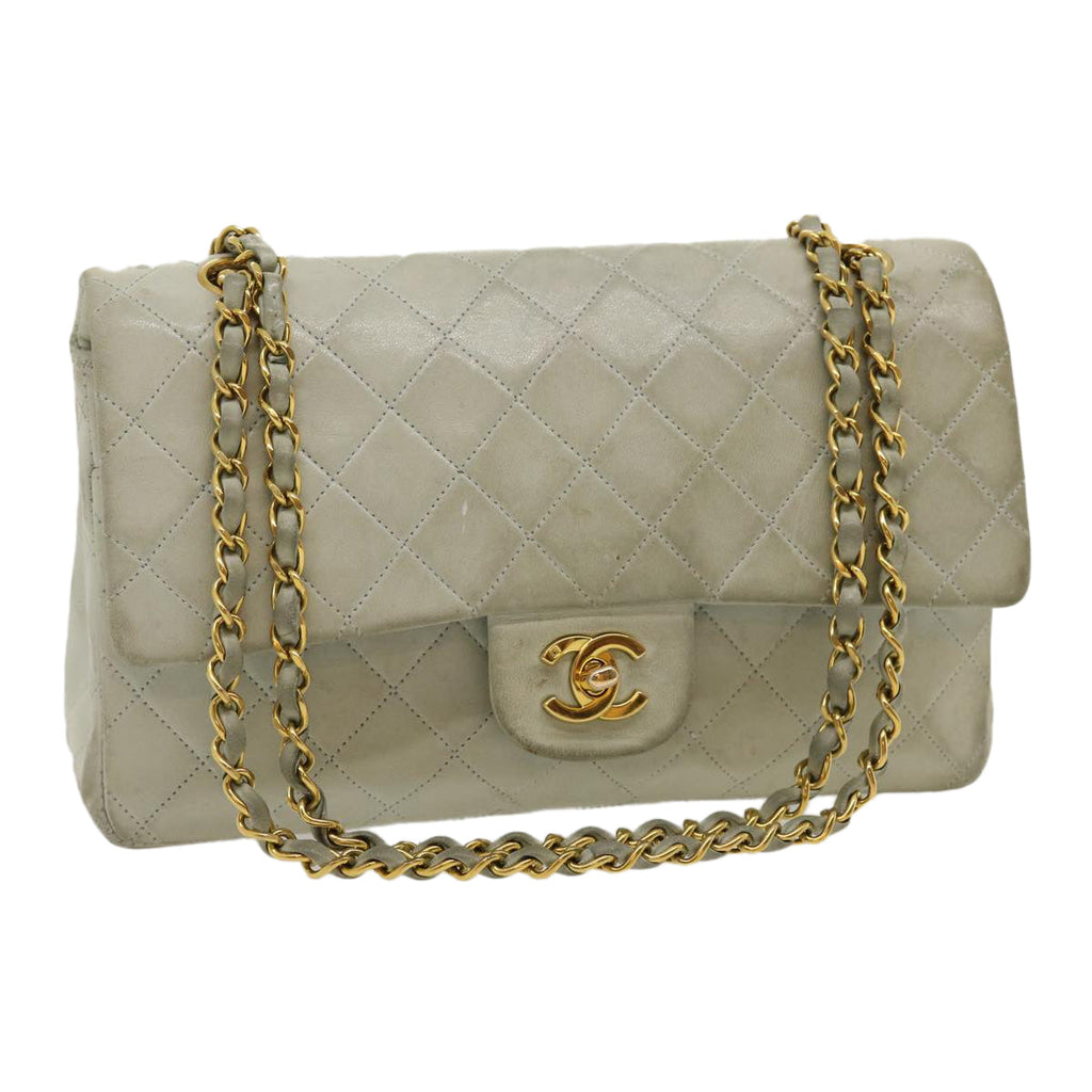 CHANEL Classic Matelasse 25 Double Chain Flap Shoulder Bag Lamb Skin  29961A