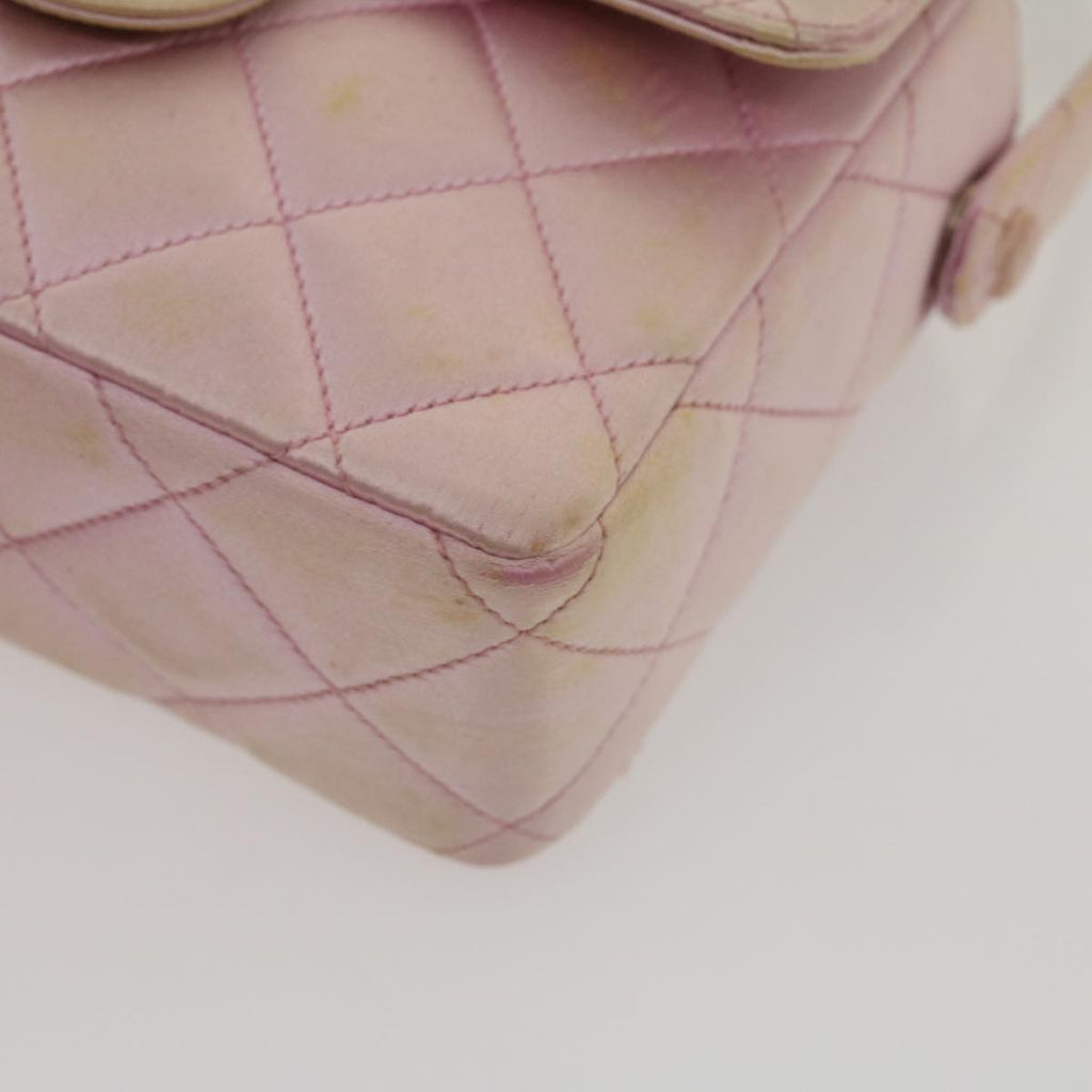 CHANEL Matelasse Hand Bag Silk Satin Pink CC  29999A