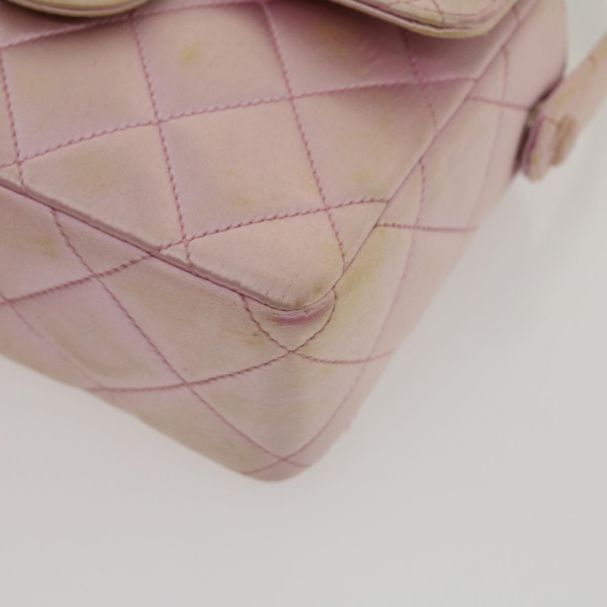 CHANEL Matelasse Hand Bag Silk Satin Pink CC  29999A