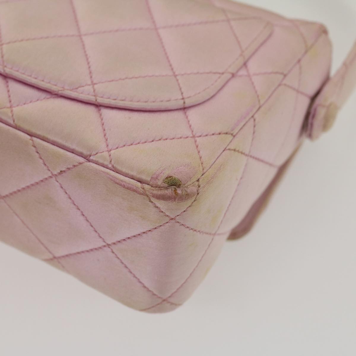 CHANEL Matelasse Hand Bag Silk Satin Pink CC  29999A